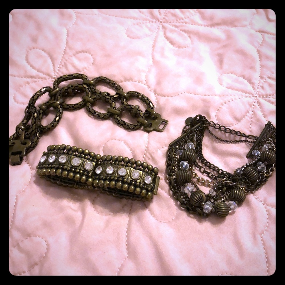 Goldstone set of three bracelets